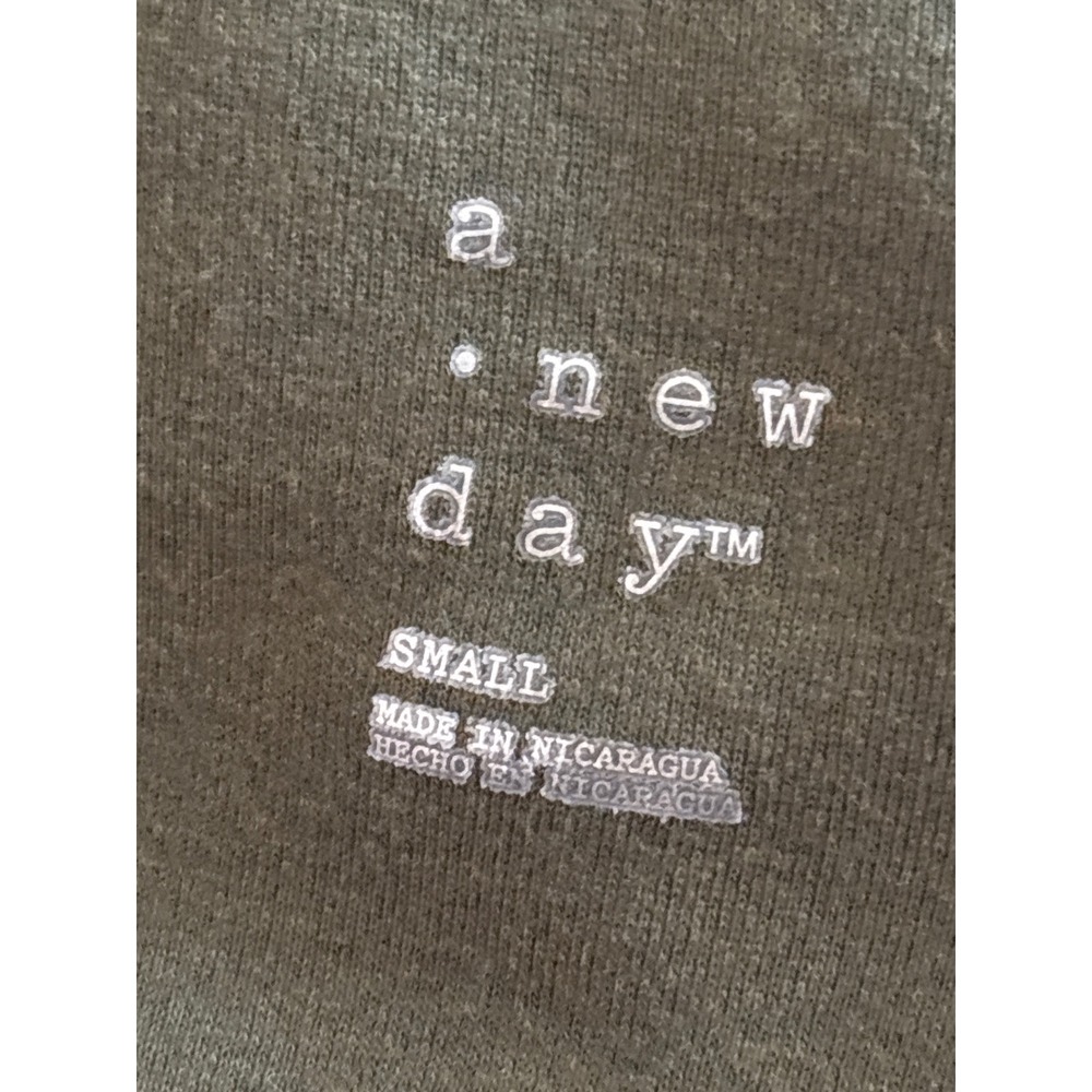 A New Day Olive Green Short Sleeve Crewneck T-Shirt S Modal Cotton Blend A1109 - Picture 3 of 4